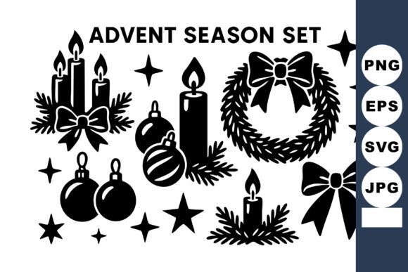 Advent Season Set Vector Design with Can: Festive Illustrations for Local Branding
