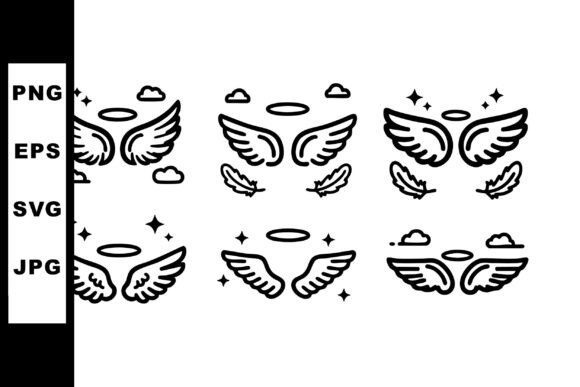 Angel Wings Vector Set with Halos Feathe Review for Embroidery Designers