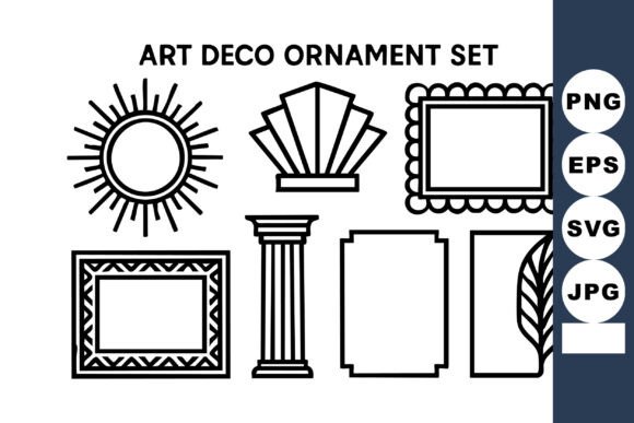 Art Deco Ornament Set with Geometric Shapes: Elegant Graphics for Vintage-Inspired Branding and Illustrations