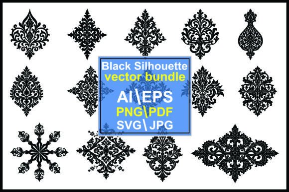 Baroque Ornament Silhouette: Elegant Illustrations for Handmade Crafters and Digital Designers