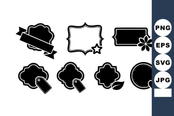 Black Vintage Label Badges with Deco: Elegant Graphics for Local Branding