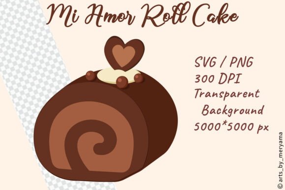 Chocolate Mi Amor Roll Cake SVG PNG – A Sweet Graphic Design Asset for Branding and Content
