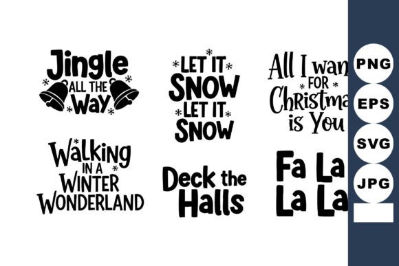 Christmas Holiday Phrases Vector Set – Festive Graphics for Crafting & Handmade Business
