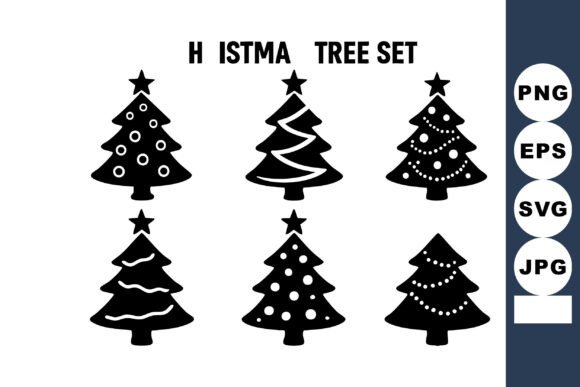 Christmas Tree Set with Six Decorated Pi