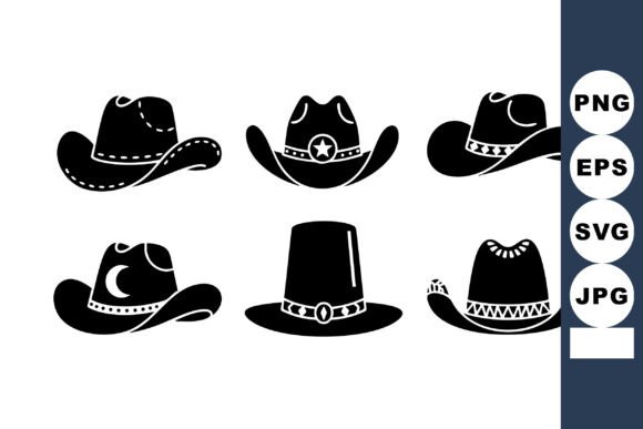 Collection of Black Cowboy Hats with Var: Bold Graphics for Western-Inspired Blog Design