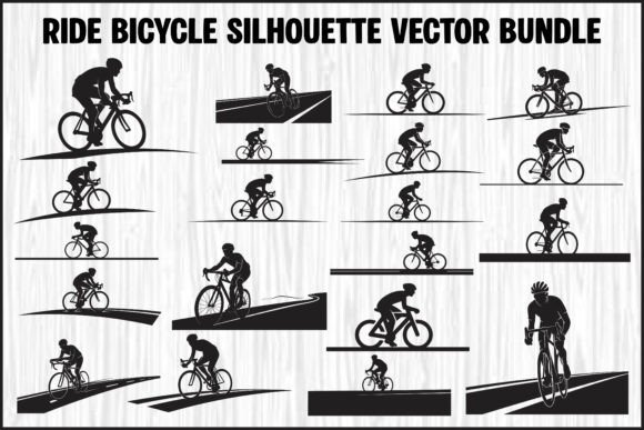 Cyclist Riding Bicycle Silhouette Vector: Bold Illustrations for Active Branding