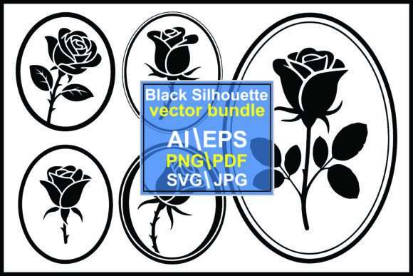 Elegant Black Rose Silhouettes for Graphics & Illustrations Sellers