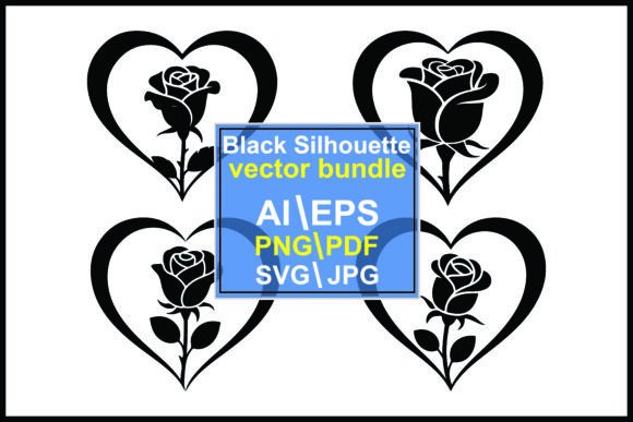 Elegant Rose in Heart Silhouette Graphics for Crafters & Etsy Sellers
