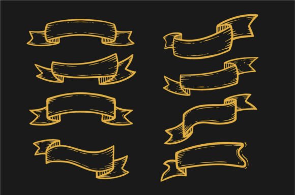 H1: Vintage Ribbon Banners – Elegant Graphics for Timeless Editorial Design