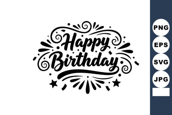 Happy Birthday Calligraphy Design with D: Elegant Graphics for Festive Branding