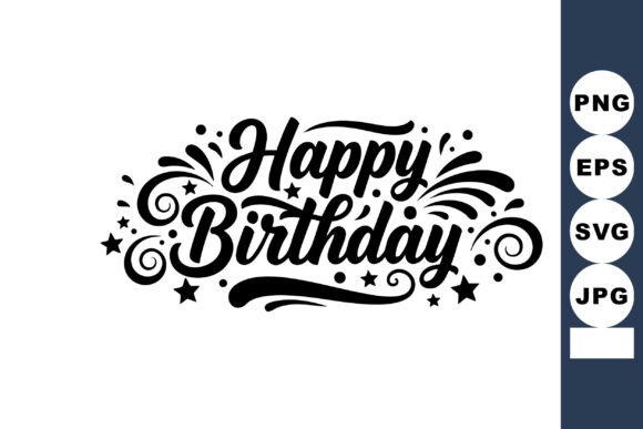 Happy Birthday Elegant Calligraphy Text – A Festive Graphic for Celebration Branding