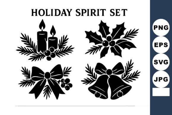 Holiday Spirit Set with Candles Holly Bo – Festive Graphics for Branding and Marketing