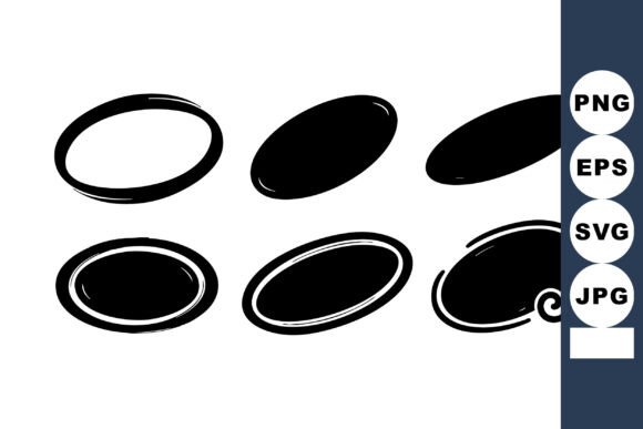 Of Six Black Hand-drawn Oval Shapes Wit: Creative Illustrations for Local Brand Graphics