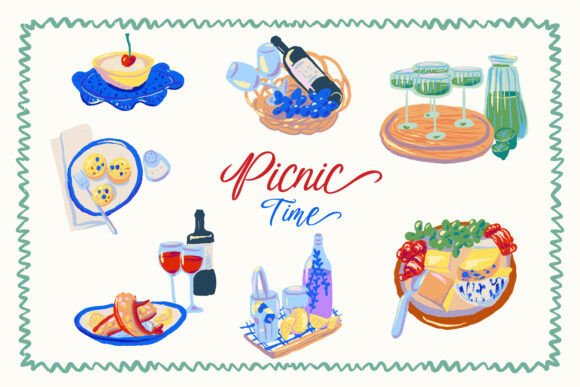 Picnic Time Food and Drink Collection: Graphics & Illustrations for Creative Sellers