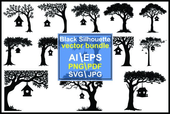 Spring Bird House Silhouette Vector – Clean Graphics for Nature-Themed Digital Products