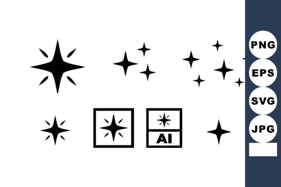 Star Shapes and Sparkle Icons Set with D – A Decorative Touch for Local Brand Graphics and Illustrations