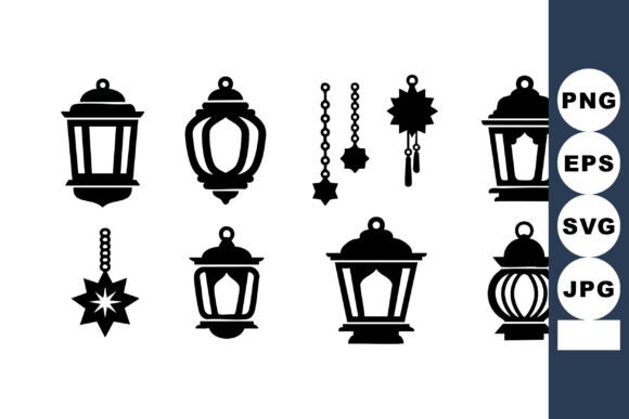 Vintage Lantern and Star Pendant Silhouettes: Elegant Graphics for Local Branding
